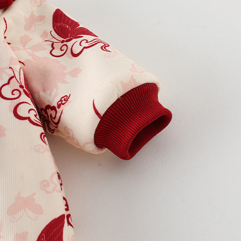 Buddha Stones Winter Butterfly Auspicious Clouds Design Baby Girl Cotton Long Sleeve One-pieces Rompers - image 8