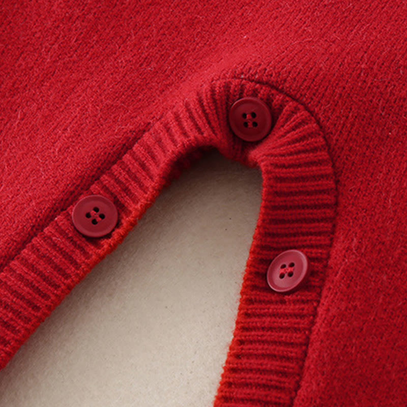 Buddha Stones Fall Winter Red Diamond Pattern Baby Girl Long Sleeve Knitted One-pieces Rompers - image 9