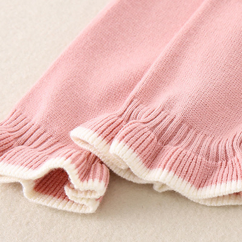 Buddha Stones Spring Fall Color Blocking Baby Girl Long Sleeve Hooded Knitted One-pieces Rompers - image 13