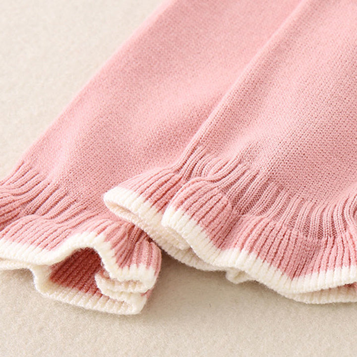 Buddha Stones Spring Fall Color Blocking Baby Girl Long Sleeve Hooded Knitted One-pieces Rompers - image 13