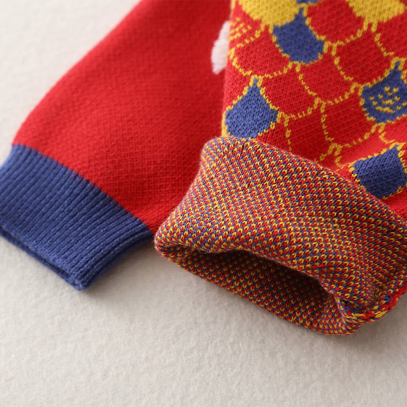 Buddha Stones Fall Winter Red Dragon Pattern Baby Boy Girl Cotton Long Sleeve Knitted One-pieces Rompers - image 9