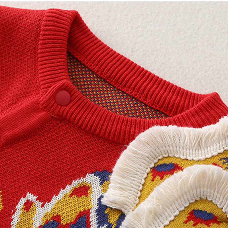 Buddha Stones Fall Winter Red Dragon Pattern Baby Boy Girl Cotton Long Sleeve Knitted One-pieces Rompers - image 5