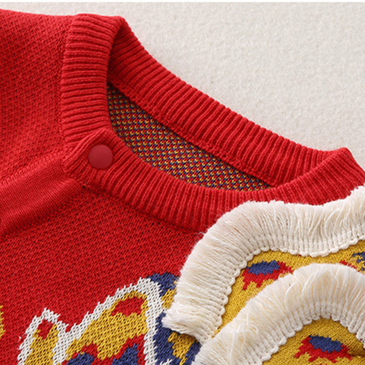 Buddha Stones Fall Winter Red Dragon Pattern Baby Boy Girl Cotton Long Sleeve Knitted One-pieces Rompers - image 5