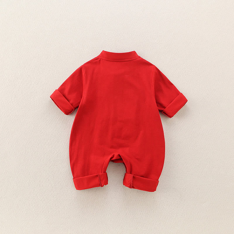 Buddha Stones Spring Fall Red Butterfly Design Baby Girl Cotton Long Sleeve One-pieces Rompers - image 2