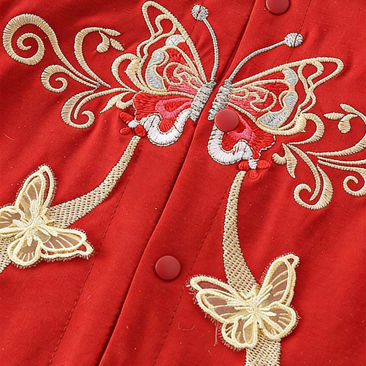 Buddha Stones Spring Fall Red Butterfly Design Baby Girl Cotton Long Sleeve One-pieces Rompers - image 5