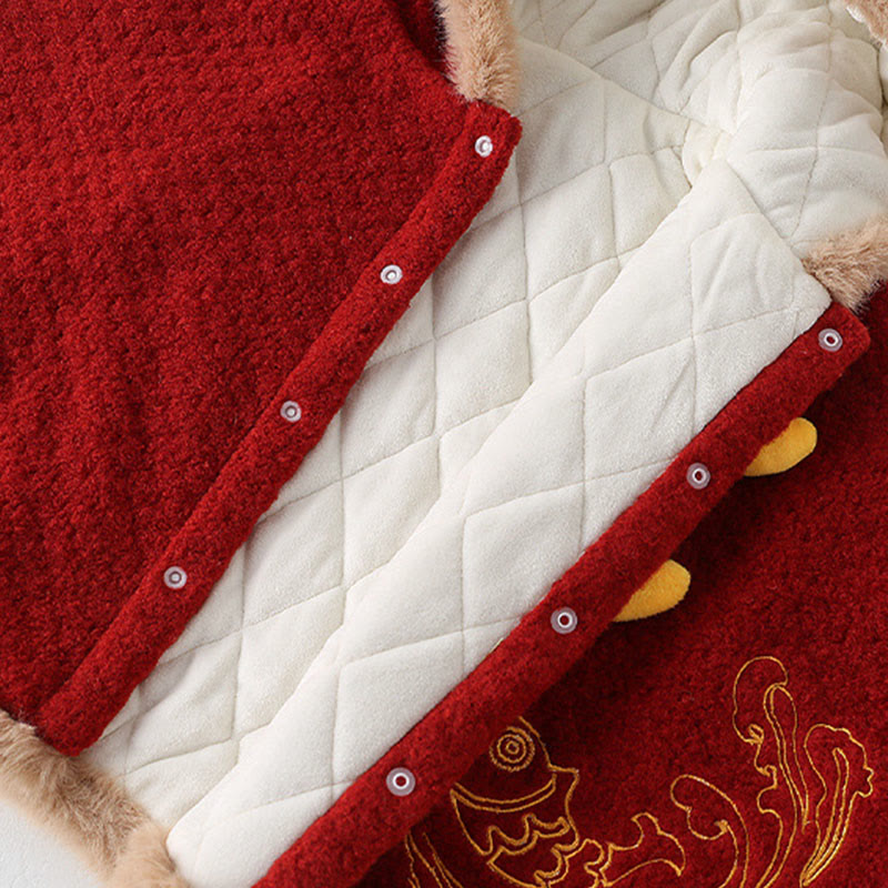 Buddha Stones Fall Winter Red Koi Fish Waves Design Baby Girl Boy Long Sleeve Cloak Jacket - image 7