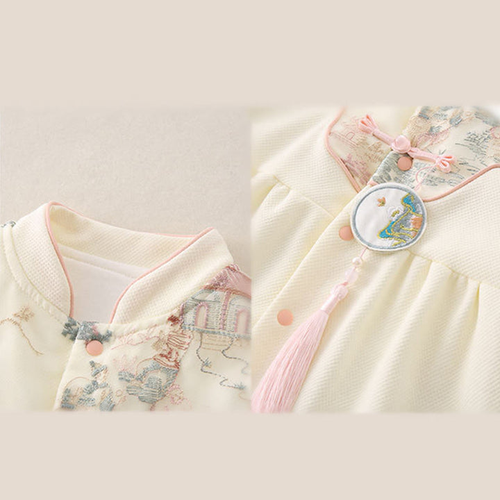 Buddha Stones Spring Fall Pavilion Design Baby Girl Cotton Long Sleeve One-pieces Rompers - image 11