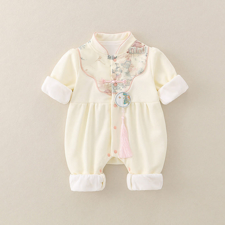 Buddha Stones Spring Fall Pavilion Design Baby Girl Cotton Long Sleeve One-pieces Rompers - image 3