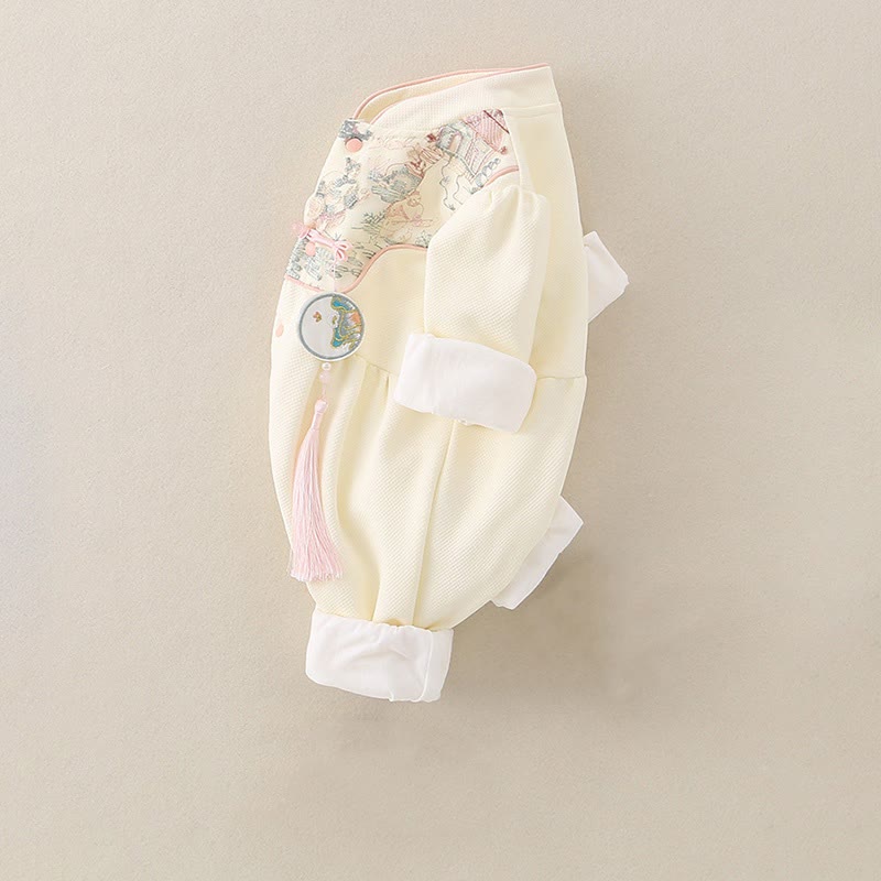 Buddha Stones Spring Fall Pavilion Design Baby Girl Cotton Long Sleeve One-pieces Rompers - image 4