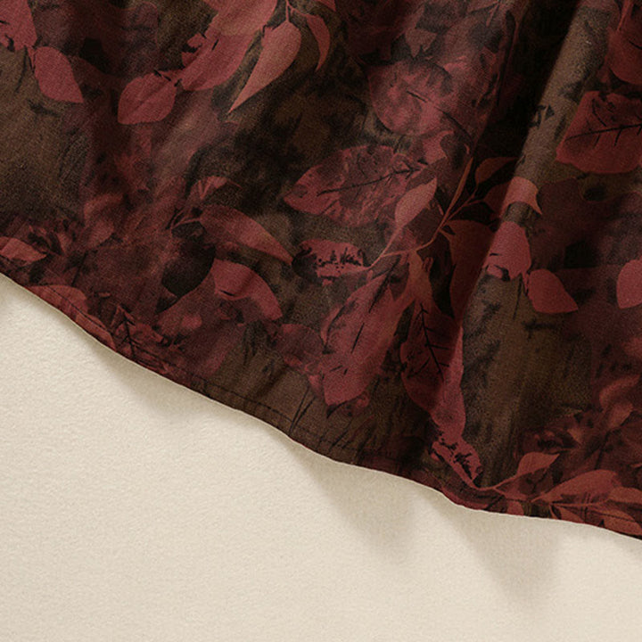 Buddha Stones Casual Flower Printed Pattern Buttons Design Long Sleeve Midi Dress With Pockets - image 15