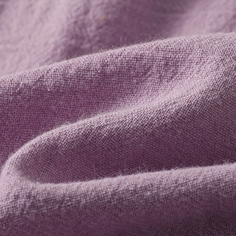 Buddha Stones Women's Spring Retro Plain Simple Embroidery Design Long Sleeve Cotton Shirt With Pocket - image 5