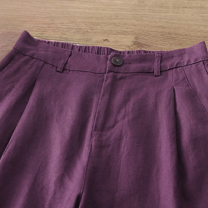 Buddha Stones Women's Fall Commute Solid Color Zipper Design Cotton Wide Leg Pants With Pockets - image 33