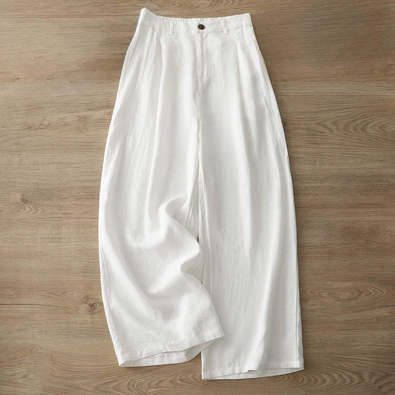 Buddha Stones Women's Fall Commute Solid Color Zipper Design Cotton Wide Leg Pants With Pockets - image 6