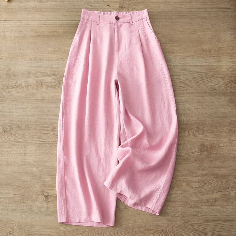 Buddha Stones Women's Fall Commute Solid Color Zipper Design Cotton Wide Leg Pants With Pockets - image 27