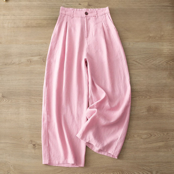 Buddha Stones Women's Fall Commute Solid Color Zipper Design Cotton Wide Leg Pants With Pockets - image 27