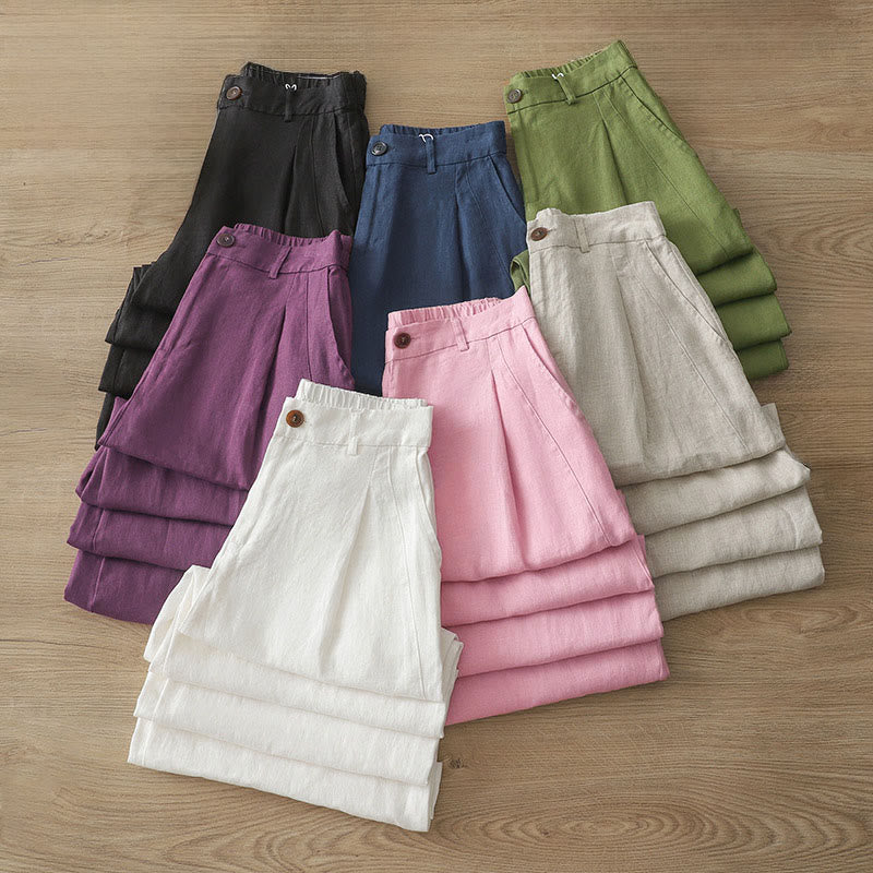 Buddha Stones Women's Fall Commute Solid Color Zipper Design Cotton Wide Leg Pants With Pockets - image 39