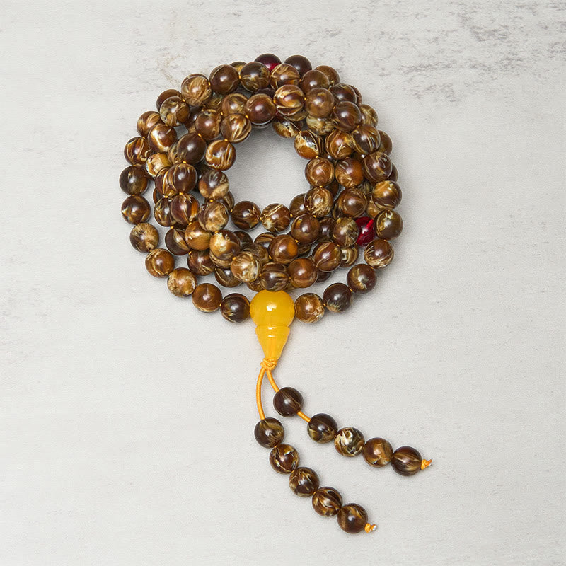 Buddha Stones 108 Beads Multicolored Amber Gourd Charm Mala - image 1