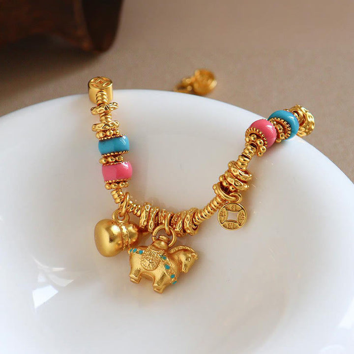 Buddha Stones Year Of The Horse Gourd Copper Coin Copper Balance Bracelet - image 4