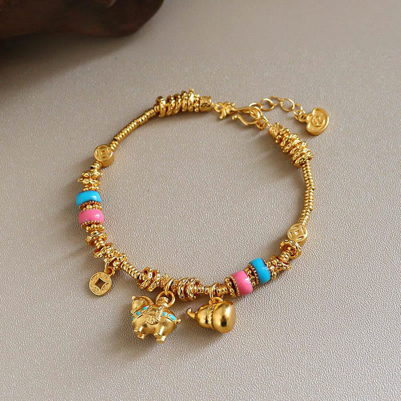 Buddha Stones Year Of The Horse Gourd Copper Coin Copper Balance Bracelet - image 1