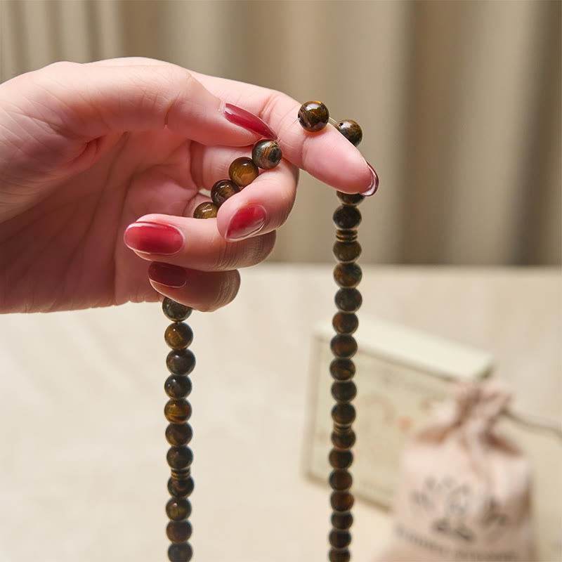 Buddha Stones Lotus Symbol Tiger Eye Beaded Strength Mala - image 4
