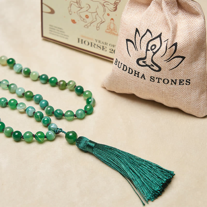 Buddha Stones Bead Malachite Tassel Protection Bracelet - image 5