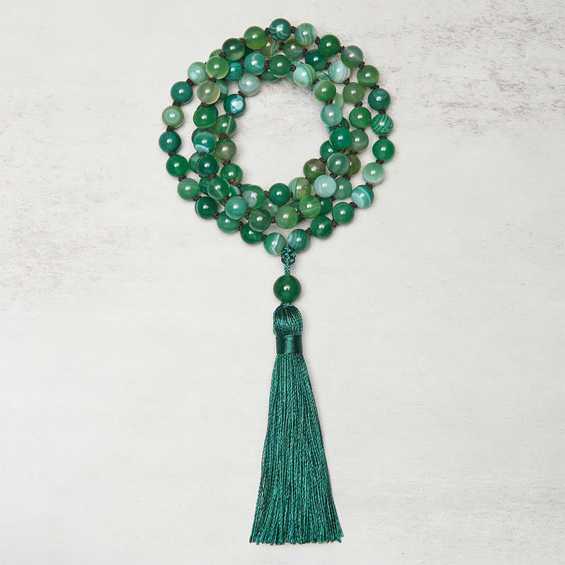 Buddha Stones Bead Malachite Tassel Protection Bracelet - Malachite - image 0