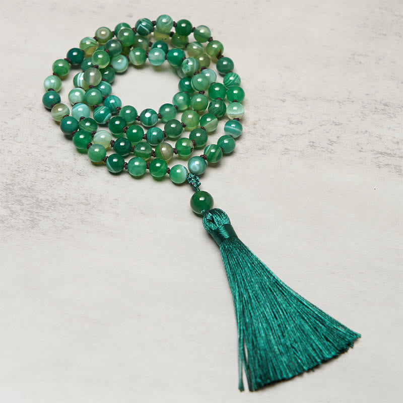 Buddha Stones Bead Malachite Tassel Protection Bracelet - image 1