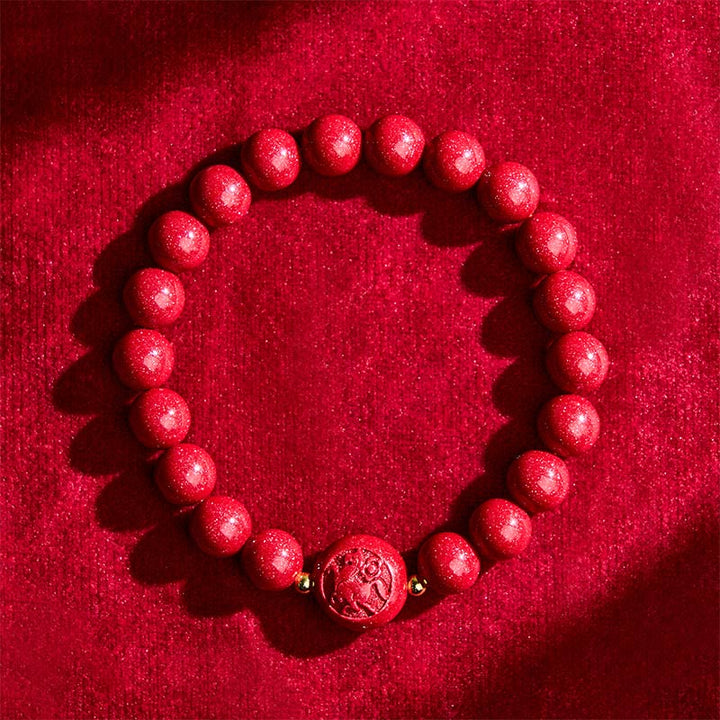 Buddha Stones Chinese Zodiac Year Of The Horse Carved Cinnabar Peaceful Blessing Bracelet - image 3