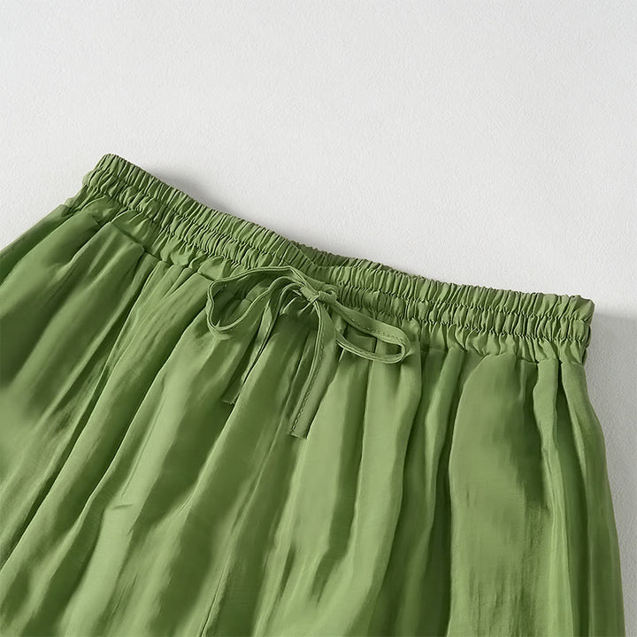 Buddha Stones Summer Green Ankle-Length Cotton Drawstring Women's Pants With Pockets - image 3