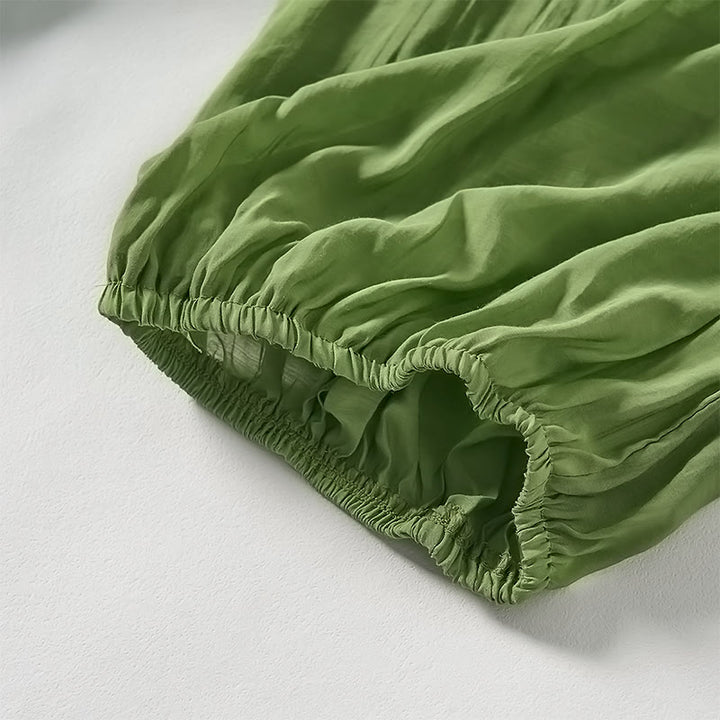 Buddha Stones Summer Green Ankle-Length Cotton Drawstring Women's Pants With Pockets - image 5