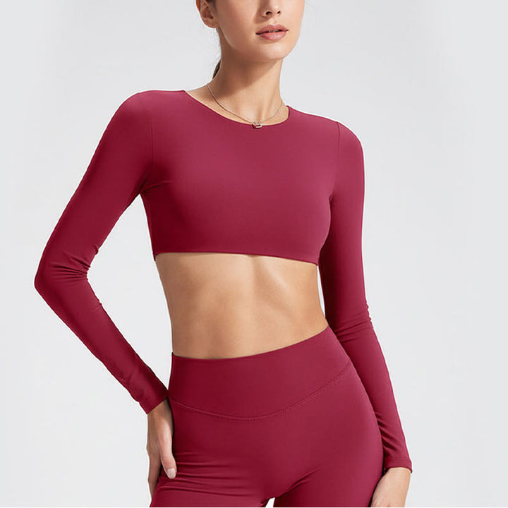 Buddha Stones Long Sleeve Backless Bra Sports Fitness Yoga Women's Tank Top - image 28