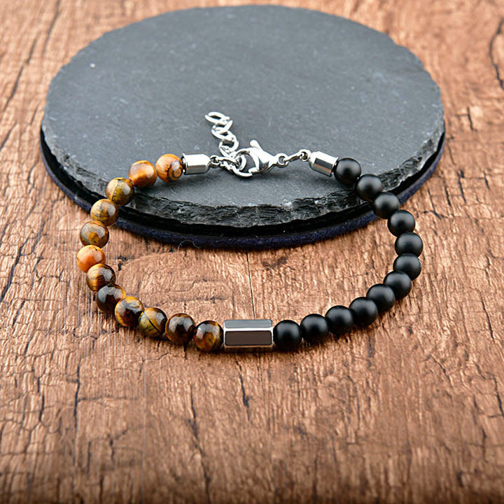 Buddha Stones Tiger Eye Grey Jasper Hematite Protection Bracelet - image 2