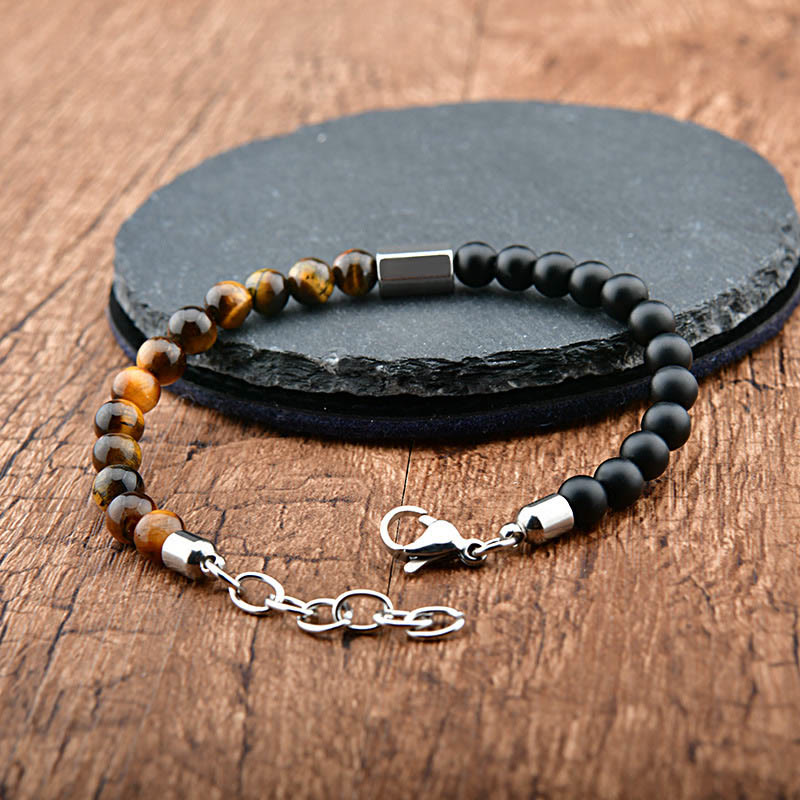 Buddha Stones Tiger Eye Grey Jasper Hematite Protection Bracelet - image 3
