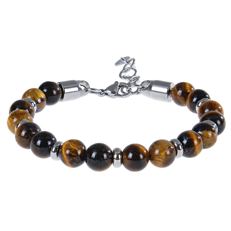 Buddha Stones Tiger Eye Various Natural Stone Beads Protection Bracelet - Tiger Eye(Wrist Circumference:17-20 cm) - image 0