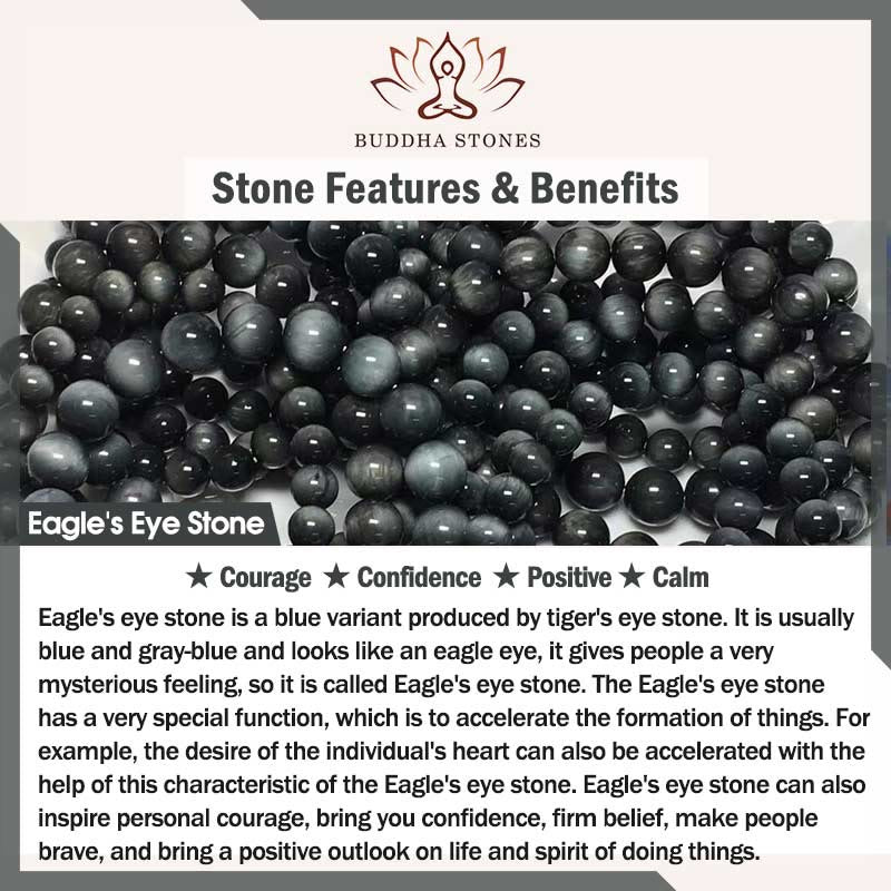Buddha Stones Eagle's Eye Stone Positive Calm Beaded Bracelet - image 9