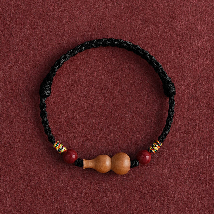 Buddha Stones Gourd Peach Wood Rope Adjustable Wealth Luck Bracelet - Black Rope(Wrist Circumference: 15-19cm) - image 13