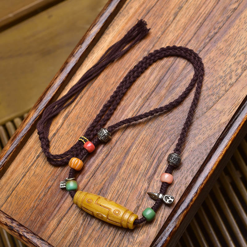 Buddha Stones Copper Nine-Eye Dzi Bead Bone Bead Luck Balance Necklace Pendants - Style A - image 0