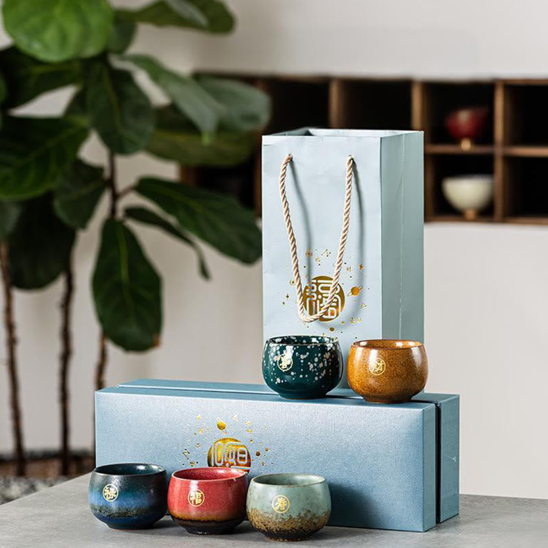 Buddha Stones Hand Painted Fu Character Ceramic Teacup Kung Fu Tea Cup With Gift Box - image 11