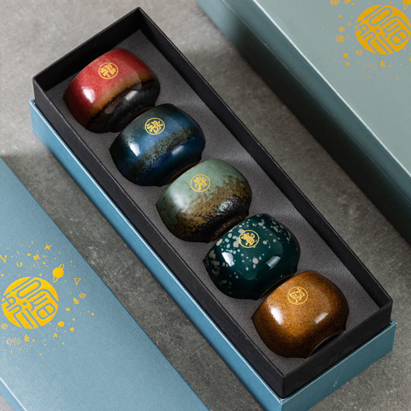 Buddha Stones Hand Painted Fu Character Ceramic Teacup Kung Fu Tea Cup With Gift Box - image 8