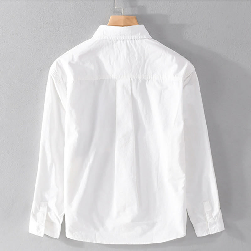 Buddha Stones Fall Square Color Blocking Decorative Pocket Buttons Down Stand Collar Long Sleeve Men's Cotton Shirt - image 9