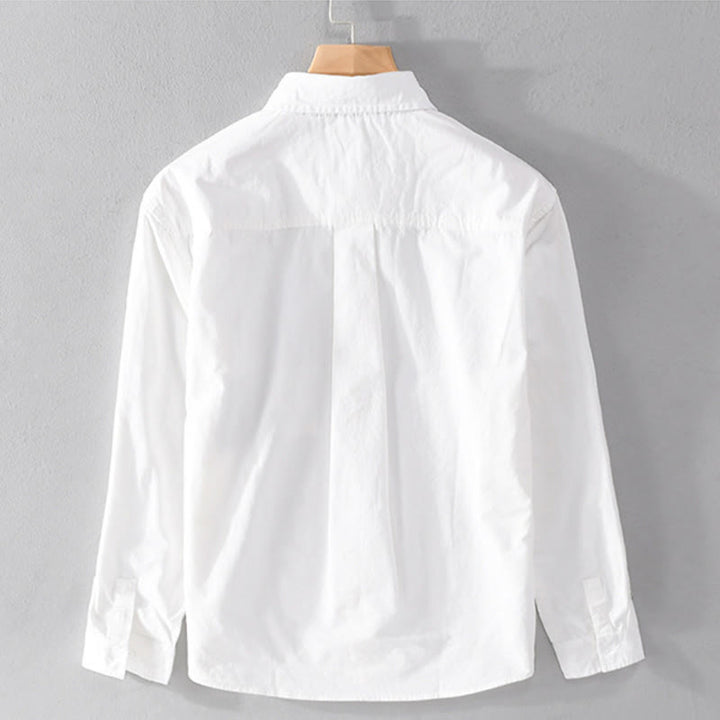 Buddha Stones Fall Square Color Blocking Decorative Pocket Buttons Down Stand Collar Long Sleeve Men's Cotton Shirt - image 9