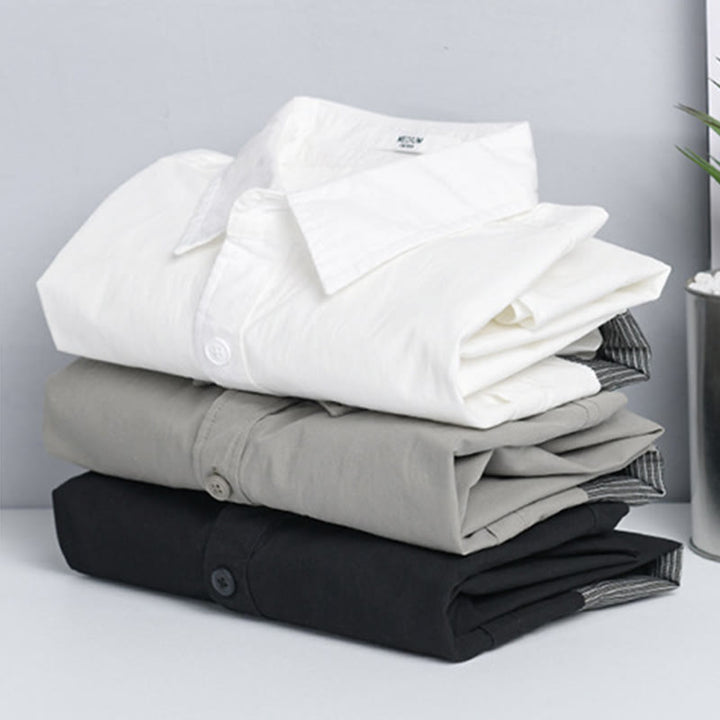 Buddha Stones Fall Square Color Blocking Decorative Pocket Buttons Down Stand Collar Long Sleeve Men's Cotton Shirt - image 13