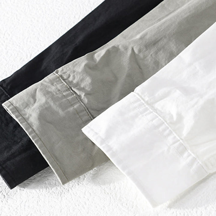 Buddha Stones Fall Square Color Blocking Decorative Pocket Buttons Down Stand Collar Long Sleeve Men's Cotton Shirt - image 19