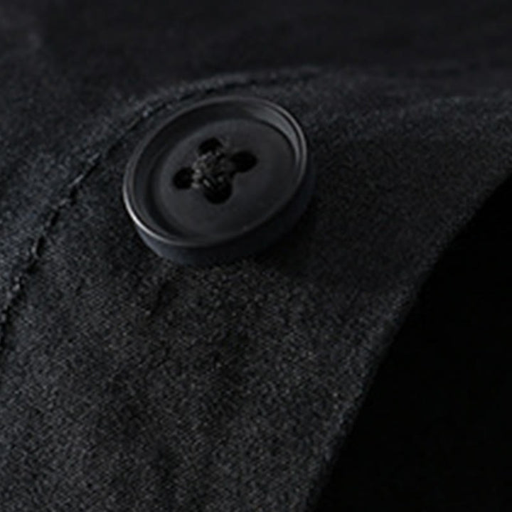 Buddha Stones Fall Square Color Blocking Decorative Pocket Buttons Down Stand Collar Long Sleeve Men's Cotton Shirt - image 6