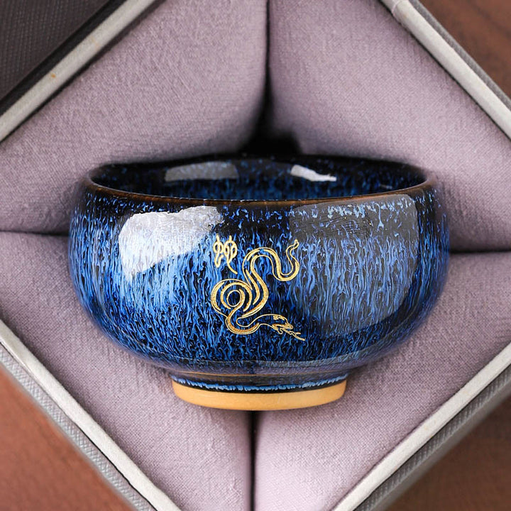 Buddha Stones Chinese Zodiac Year Of The Horse Ceramic Teacup Kung Fu Tea Cup 135ml - Snake 7.5cm*4.8cm*135ml - image 6