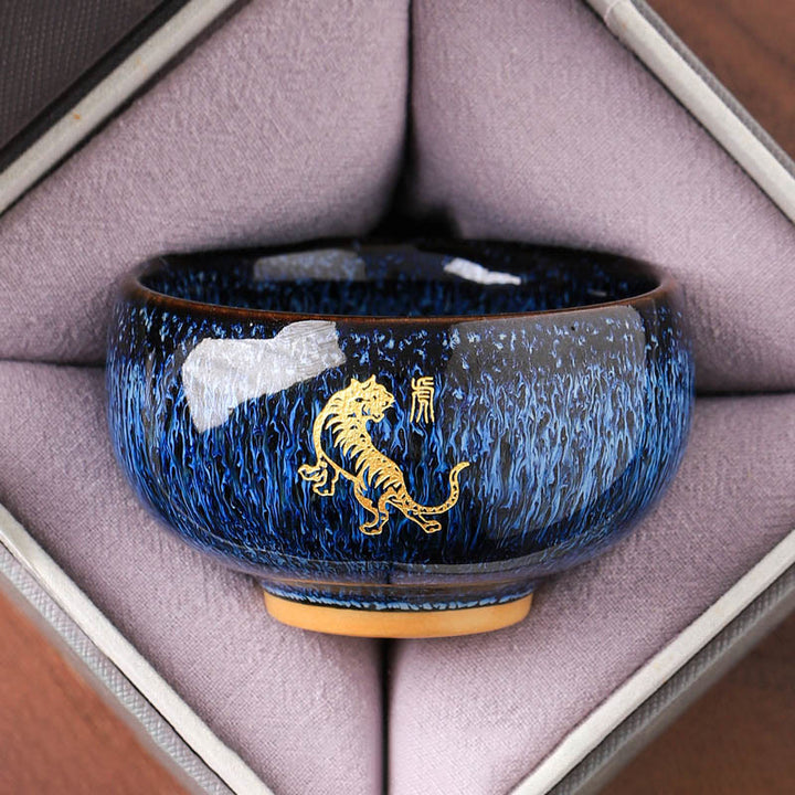 Buddha Stones Chinese Zodiac Year Of The Horse Ceramic Teacup Kung Fu Tea Cup 135ml - Tiger 7.5cm*4.8cm*135ml - image 3