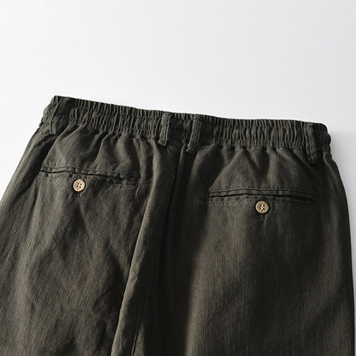 Buddha Stones Fall Solid Drawstring Zipper Men's Linen Wide Leg Pants With Pockets - image 16