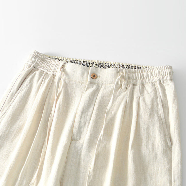 Buddha Stones Fall Solid Drawstring Zipper Men's Linen Wide Leg Pants With Pockets - image 26