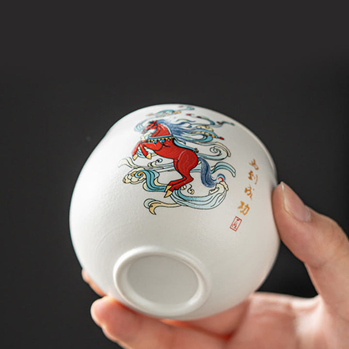 Buddha Stones Year Of The Horse Hand Painted Ceramic Teacup Kung Fu Tea Cup  - image 7