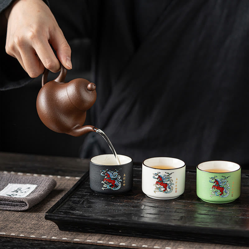 Buddha Stones Year Of The Horse Hand Painted Ceramic Teacup Kung Fu Tea Cup  - image 10